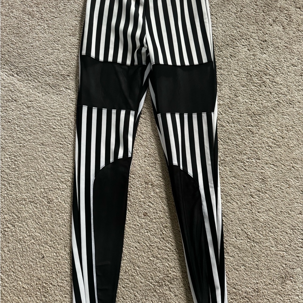 Joyce Leslie Black and White Striped Leggings
